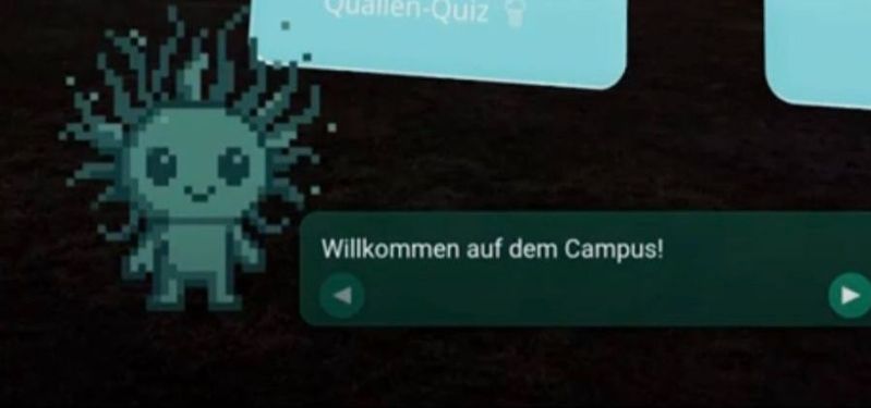 virtueller Charakter auf dem Campus der HTW Berlin