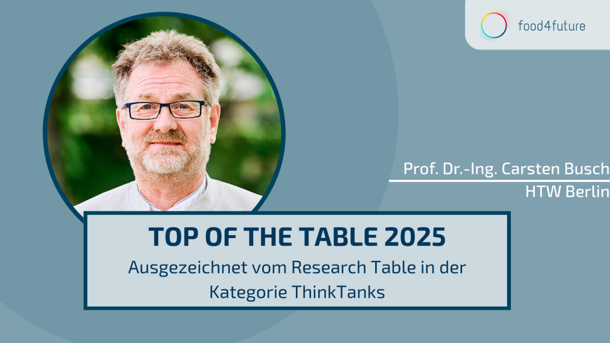 Top of the Table 2025: Auszeichnung für Prof. Dr.-Ing. Carsten Busch (HTW Berlin) in der Kategorie ThinkTanks.